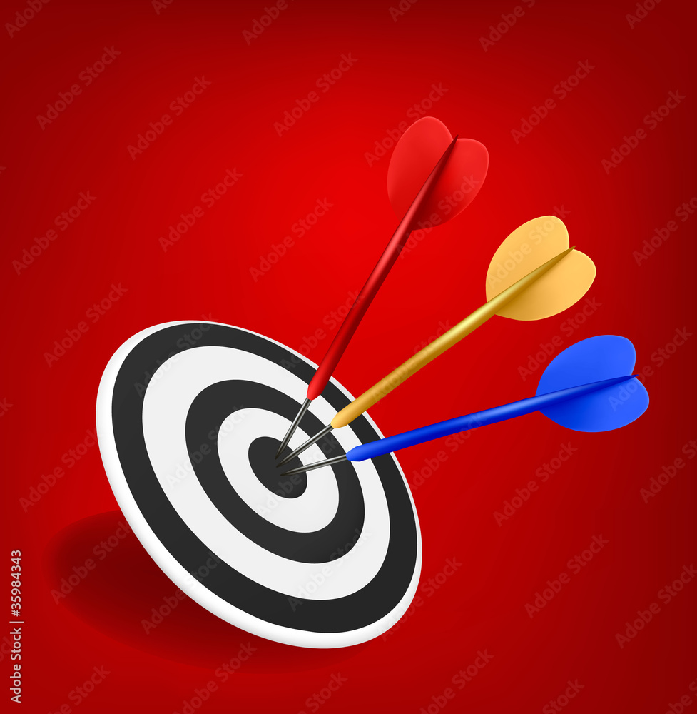 Darts hitting a target. Success concept. Vector Darts hitting a target. Success concept. Vector