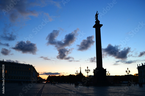 View of Palace Square after sunset