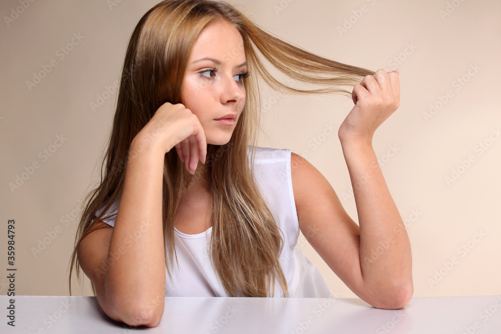 Portrait of beautiful woman on natural background Portrait of beautiful woman on natural background