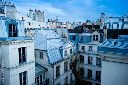 Paris neighborhood skyline