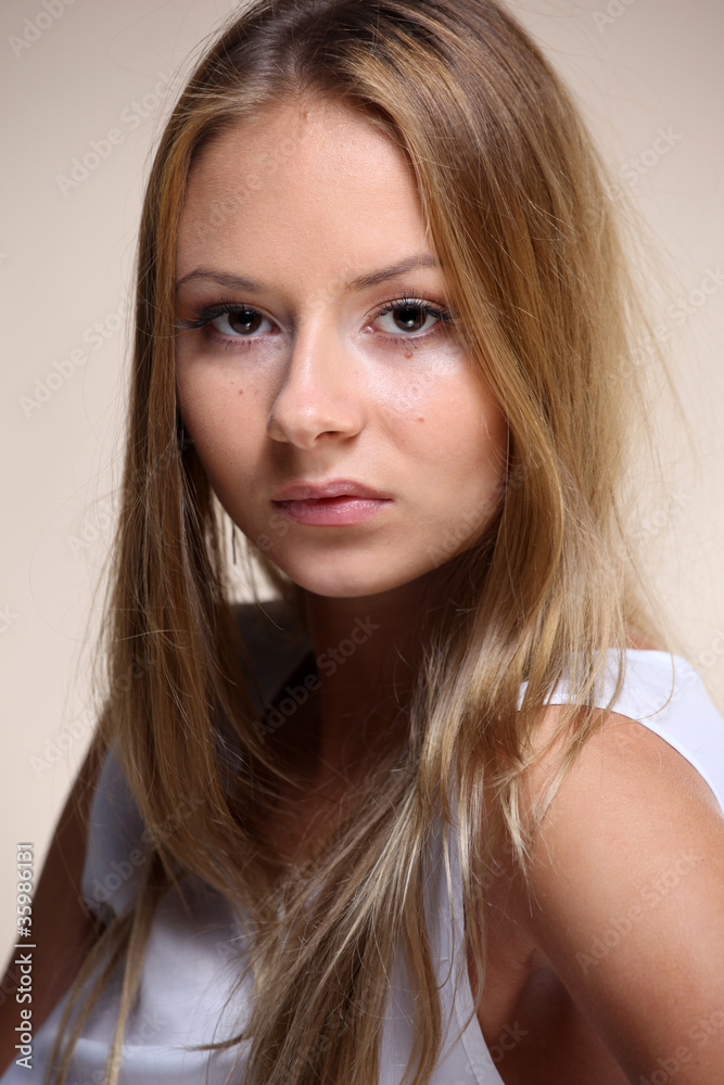 Portrait of beautiful woman on natural background Portrait of beautiful woman on natural background