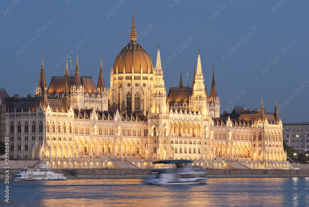 Hungarian parliament at night, Budapest