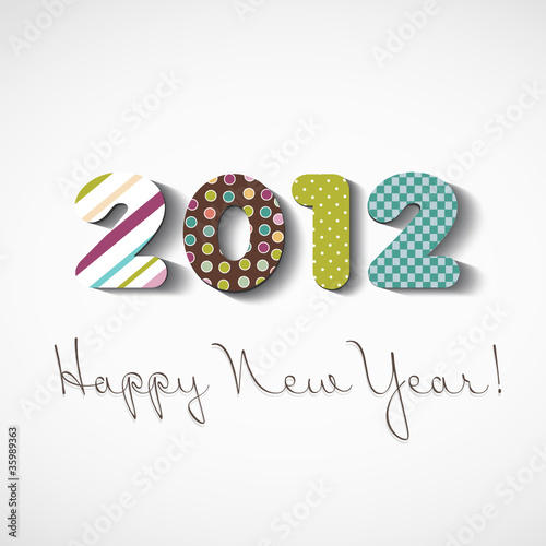 Happy new year 2012, colorful stickers