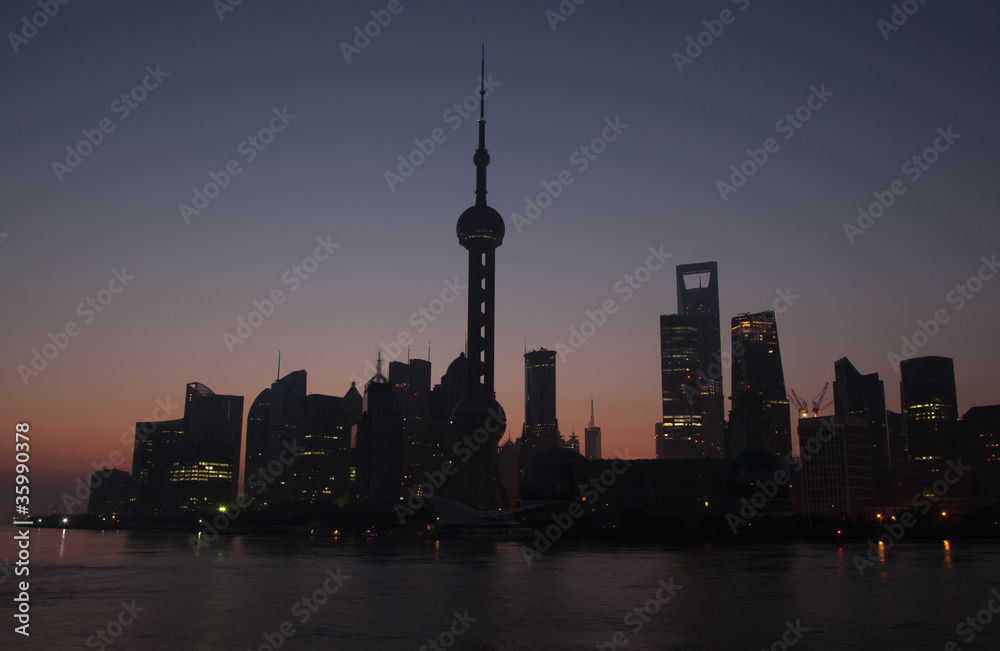 skyline of Shanghai at dawn