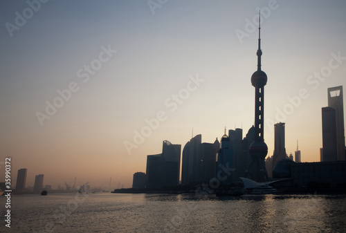 skyline of Shanghai at dawn © mcade