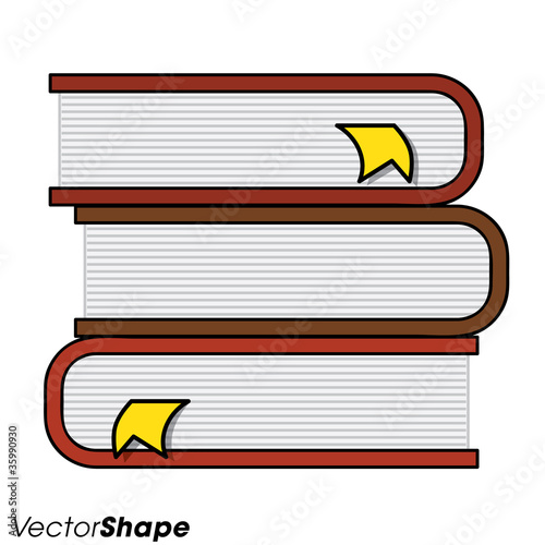Pile of books with page markers