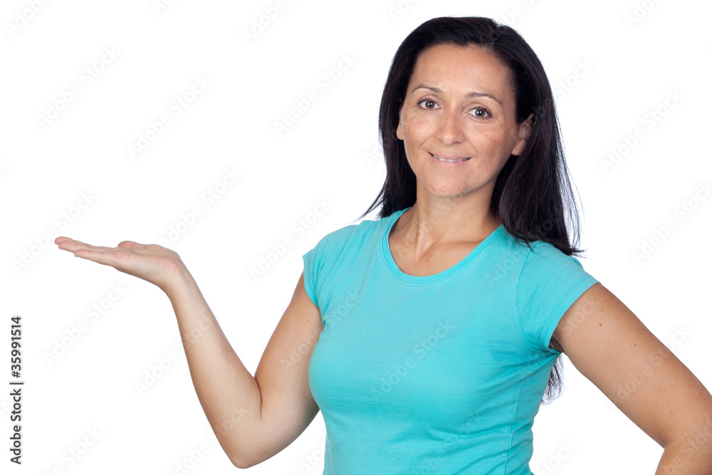 Adorable woman withÊextendedÊpalm Adorable woman withÊextendedÊpalm