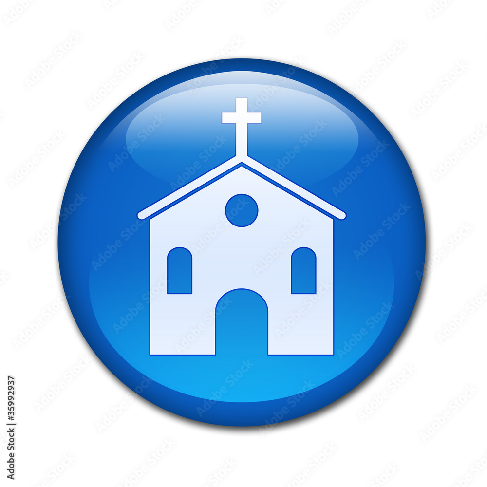 Boton brillante simbolo Iglesia ilustración de Stock | Adobe Stock