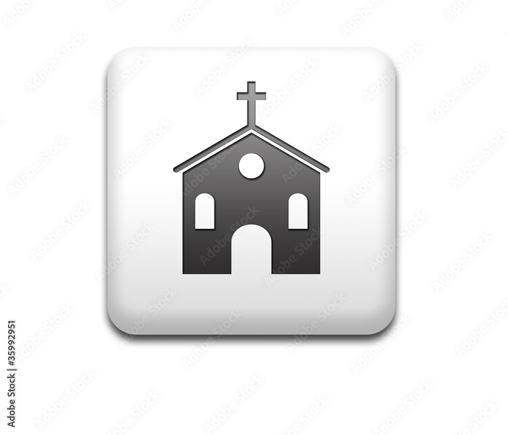 Boton cuadrado blanco simbolo Iglesia ilustración de Stock | Adobe Stock