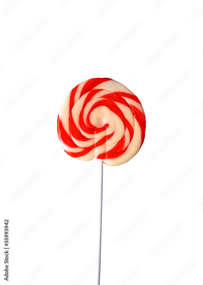 Red and white lollipop isolated on the white background Red and white lollipop isolated on the white background
