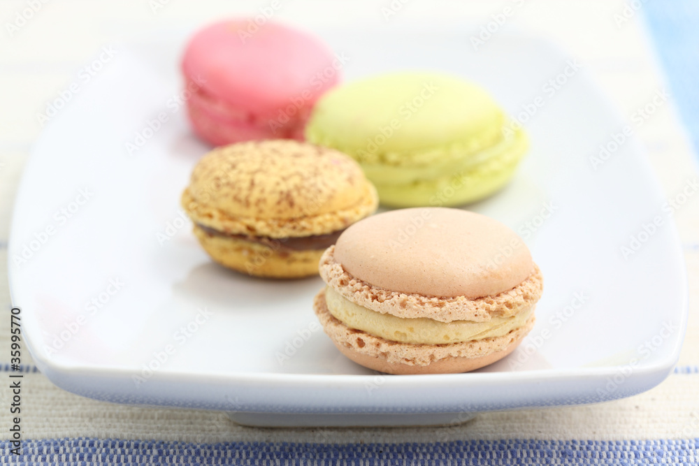 Colorful Macaron on dish