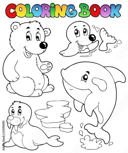 Coloring book wintertime animals 1