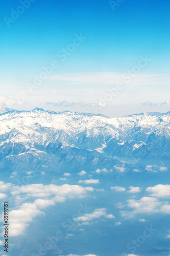 High mountains under snow in the winter