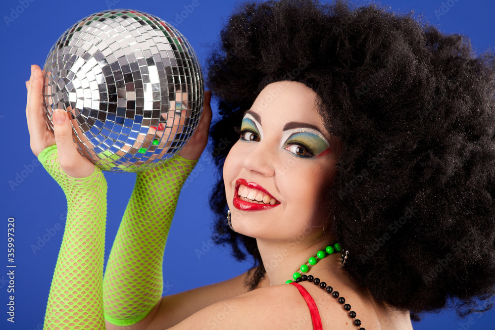 Naklejka premium Disco girl with ball