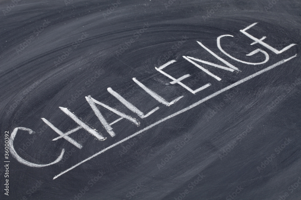 Fototapeta premium challenge word on blackboard