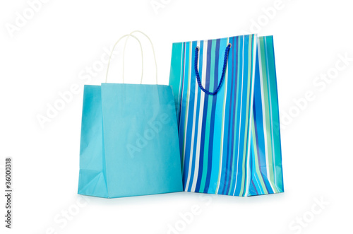 Shopping concept with bag on white