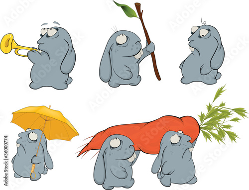 Clip art. About a blue rabbits. Cartoon