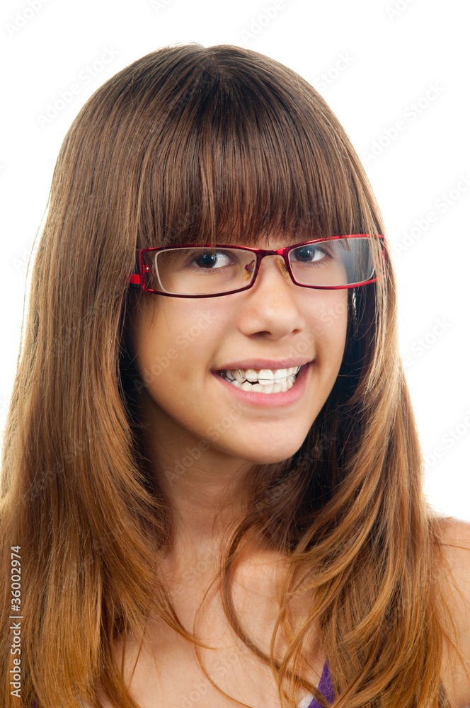 Portrait of the beautiful teenage girl with dentures. Portrait of the beautiful teenage girl with dentures.