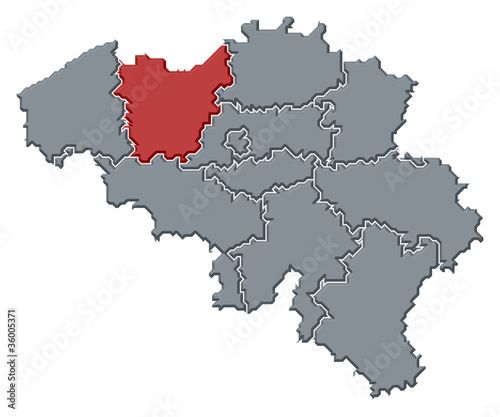 Map of Belgium  East Flanders highlighted