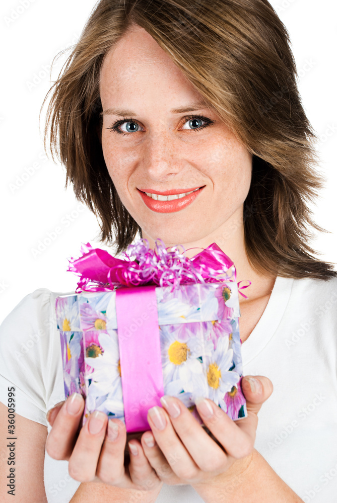 woman with gift woman with gift