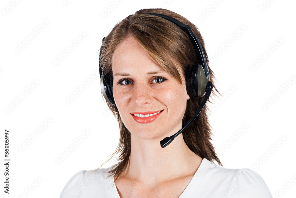woman with headset woman with headset