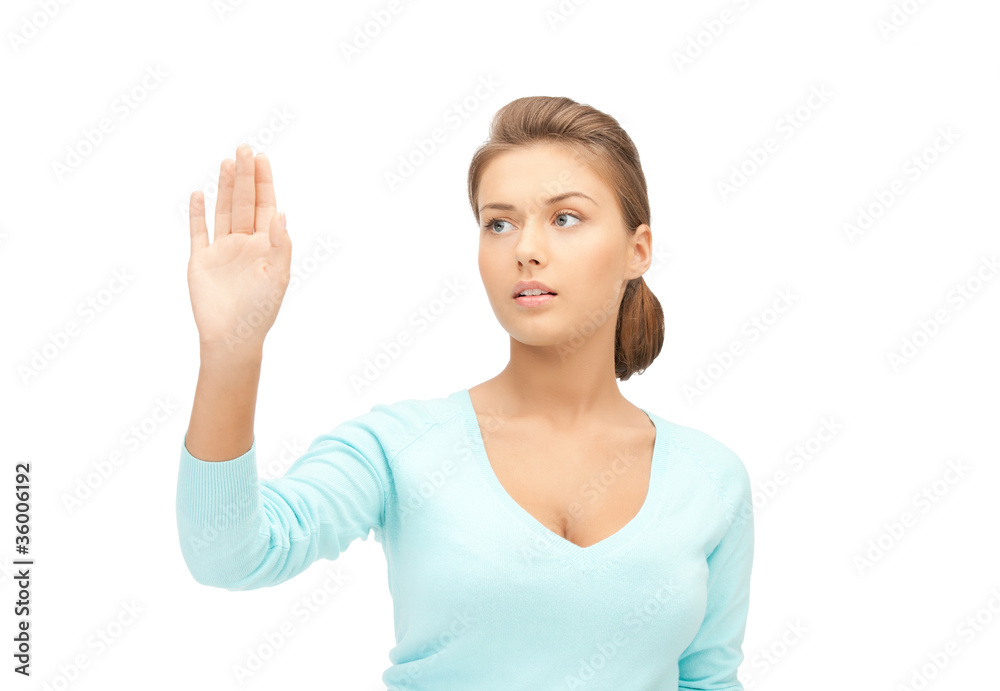 businesswoman working with something imaginary