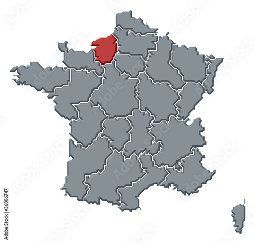 Map of France  Upper Normandy highlighted
