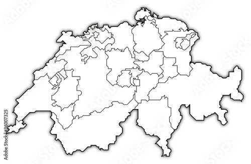 Map of Swizerland, Basel-Stadt highlighted