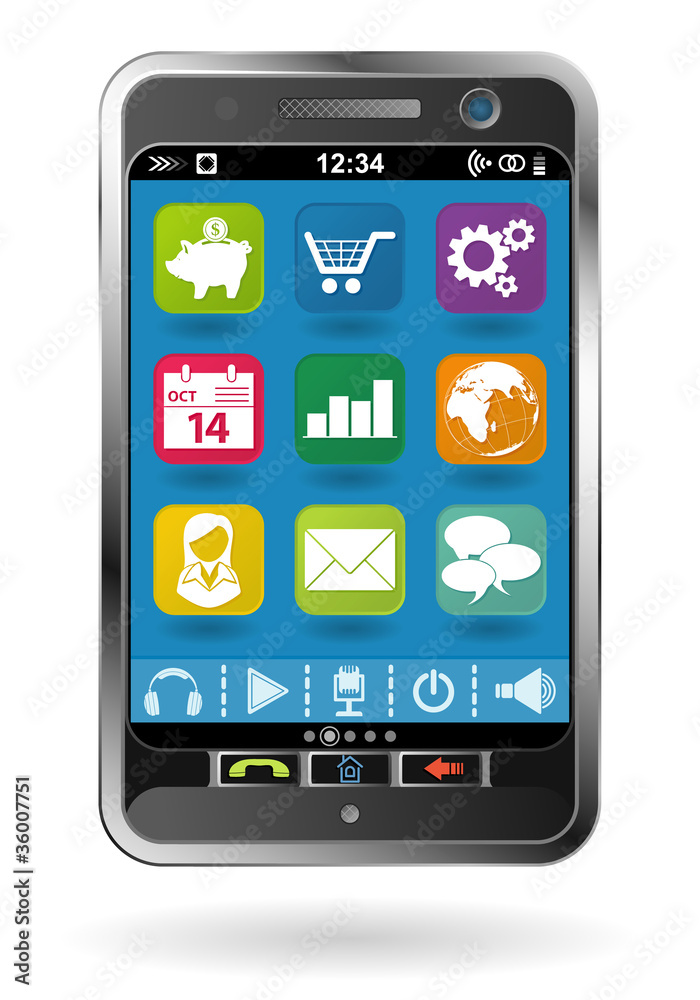 Smartphone with icons Smartphone with icons