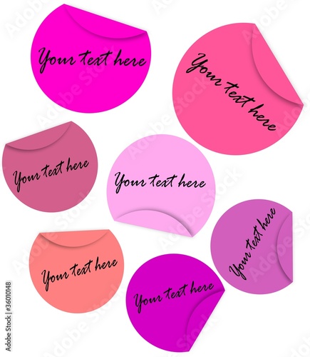 Set of a pink round stickers