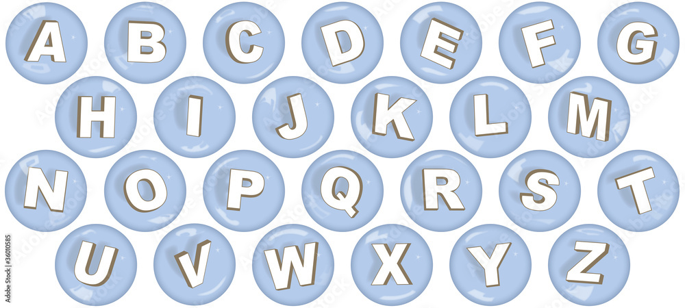 Upper case letters in bubbles Upper case letters in bubbles