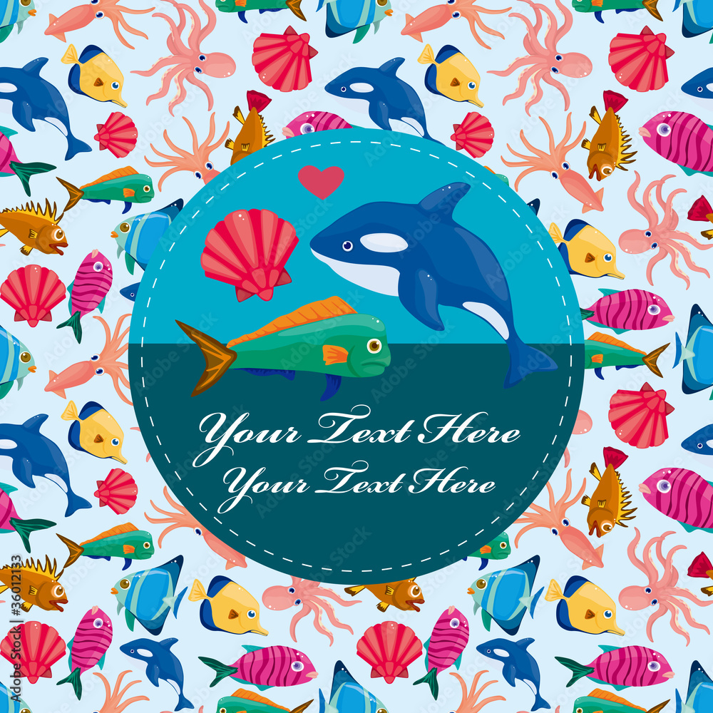 Obraz premium cartoon fish card