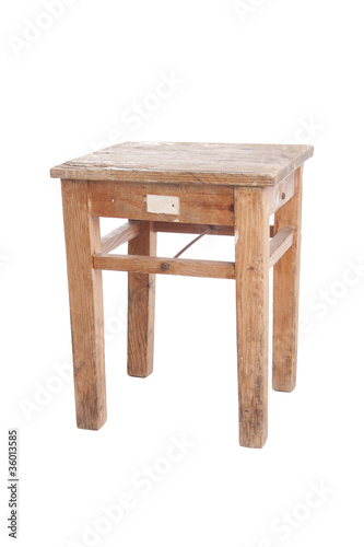 old wood stool on the white background