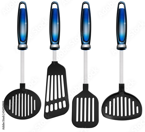Canvastavla Kitchen utensils on white
