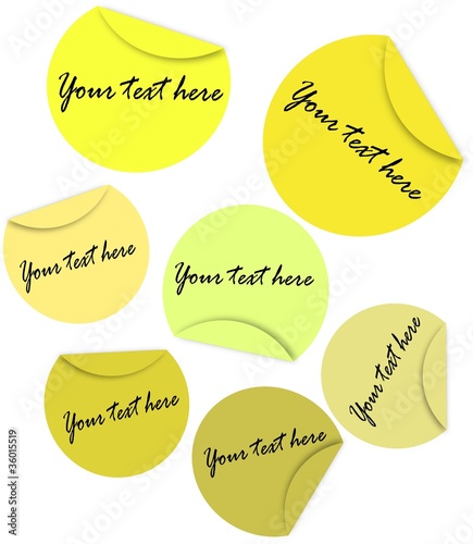 Set of yellow round stickers