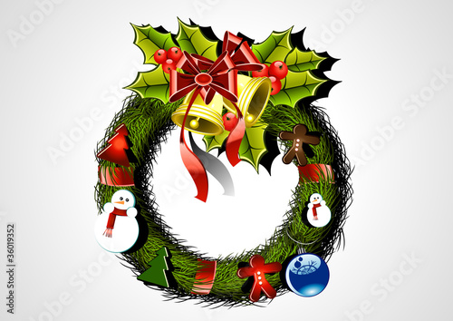 christmas wreath in white background