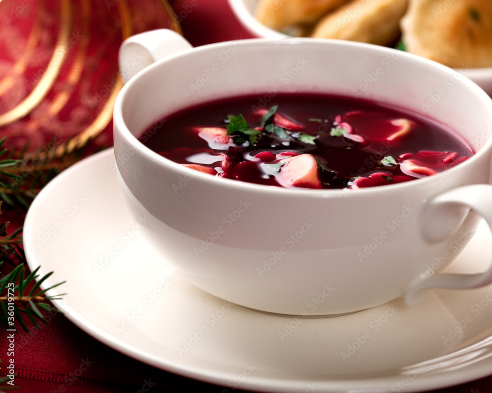 Barszcz z uszkami. Polish christmas soup Barszcz z uszkami. Polish christmas soup