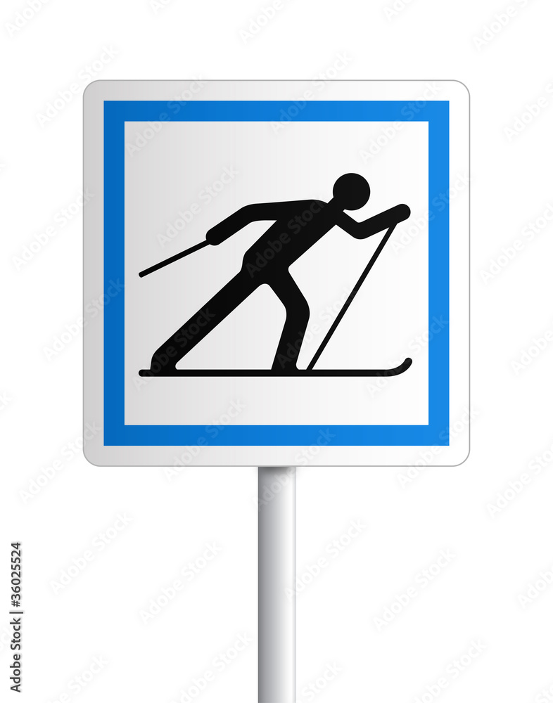 Panneau - point de départ d'un cicuit de ski Panneau - point de départ d'un cicuit de ski