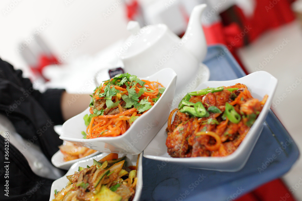 Korean dishes on tray Korean dishes on tray