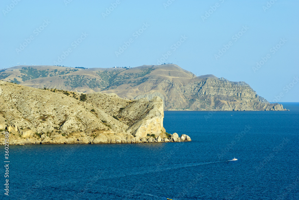 Alchak cape and Meganom cape. Black sea. Crimea. Ukraine