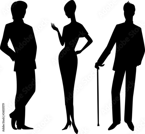 Vintage silhouette of girl with man.