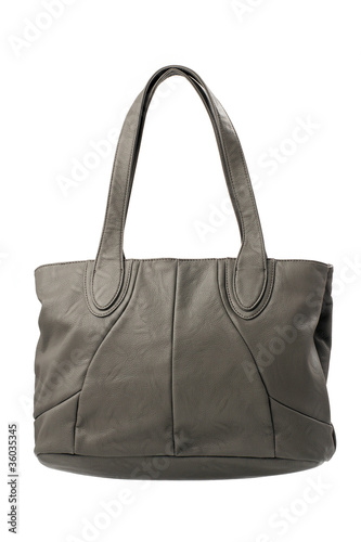 Grey female handbag over white