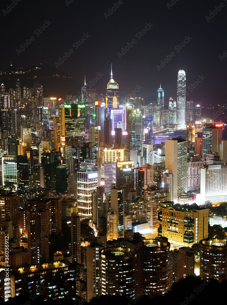 Hong Kong with crowded building at night