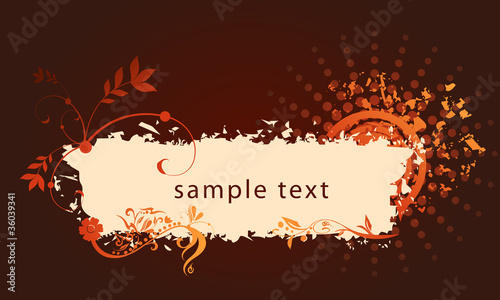 Modern floral, grunge banner