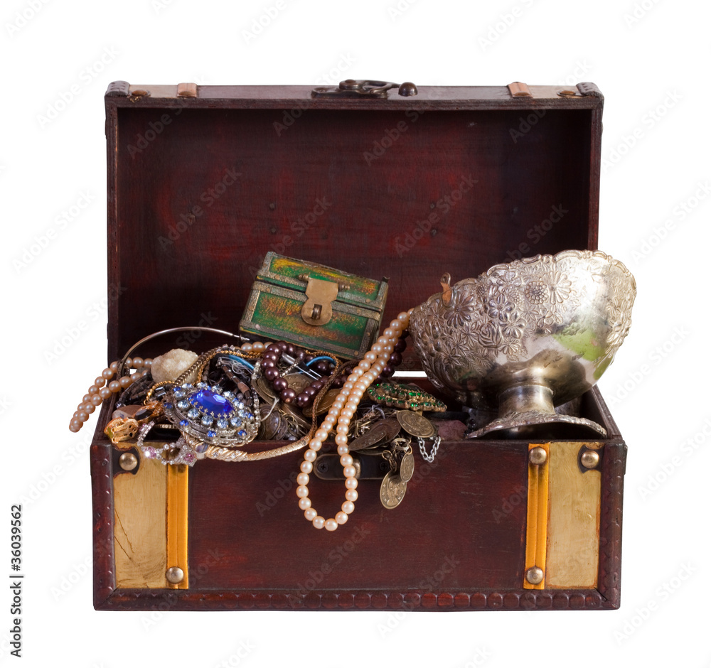 treasure chest with jewellery Stock Photo