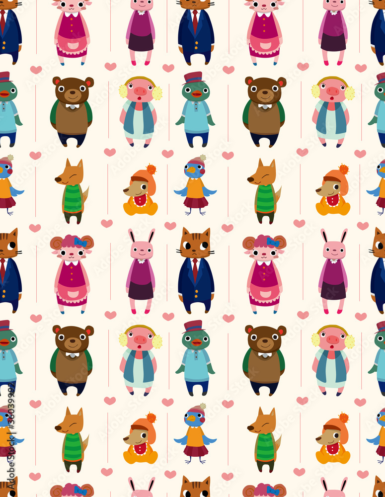 Fototapeta premium cartoon animal seamless pattern