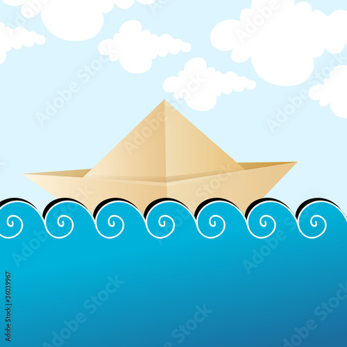 Cute summer paper ship