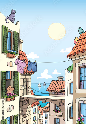 Old city near the sea.