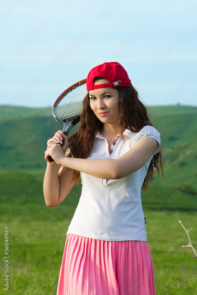 woman athlete playing tennis on the nature woman athlete playing tennis on the nature