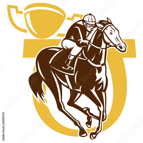 horse race jockey racing horseshoe cup